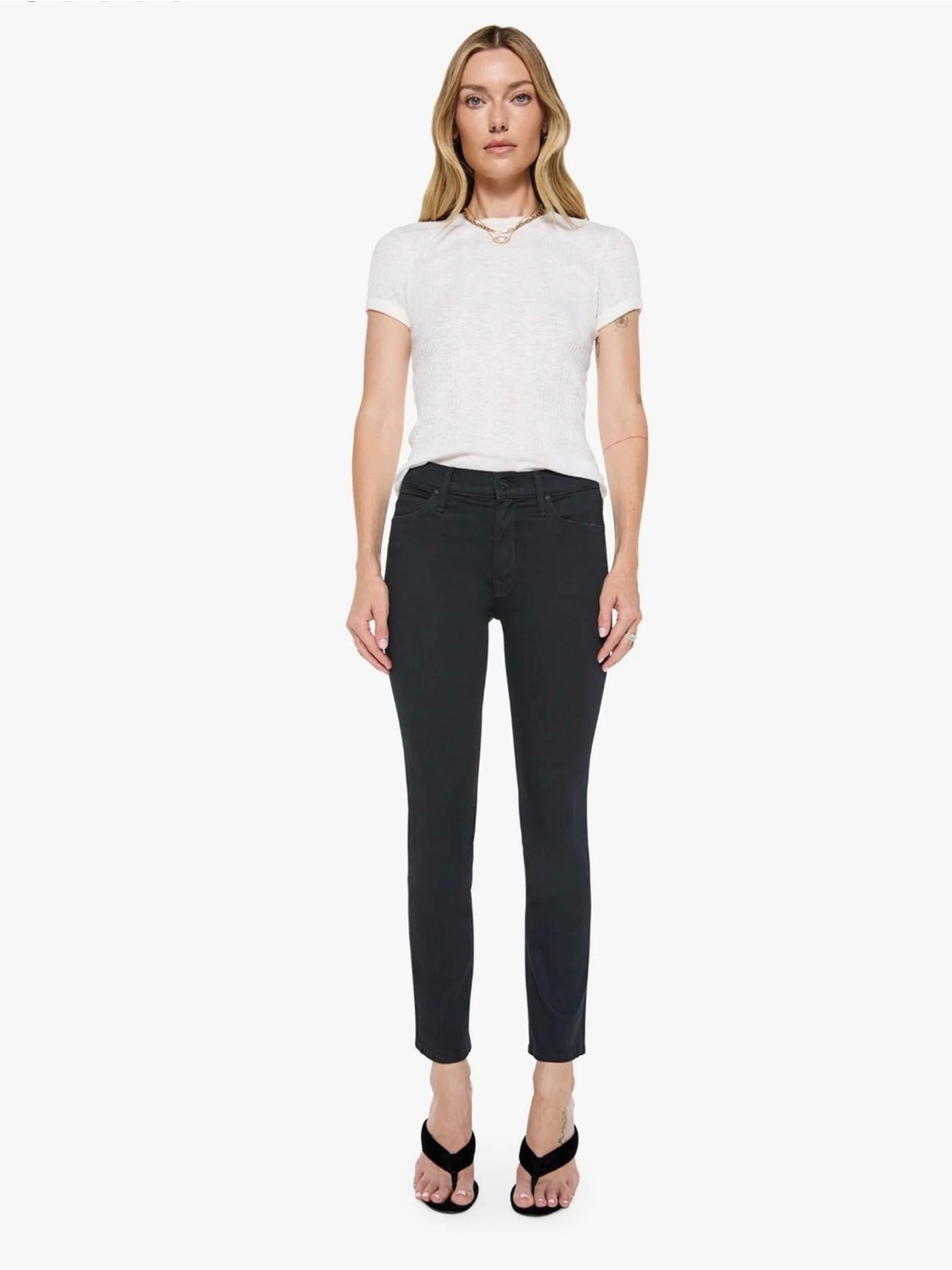 MOTHER The Mid Rise Dazzler Ankle Jeans Not Guilty Black Wash Size 28